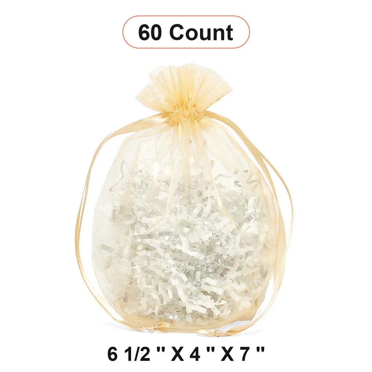 Wide Round Flat Bottom Organza Bags 6 1/2 '' X 4 '' X 7 '' for Party Favors